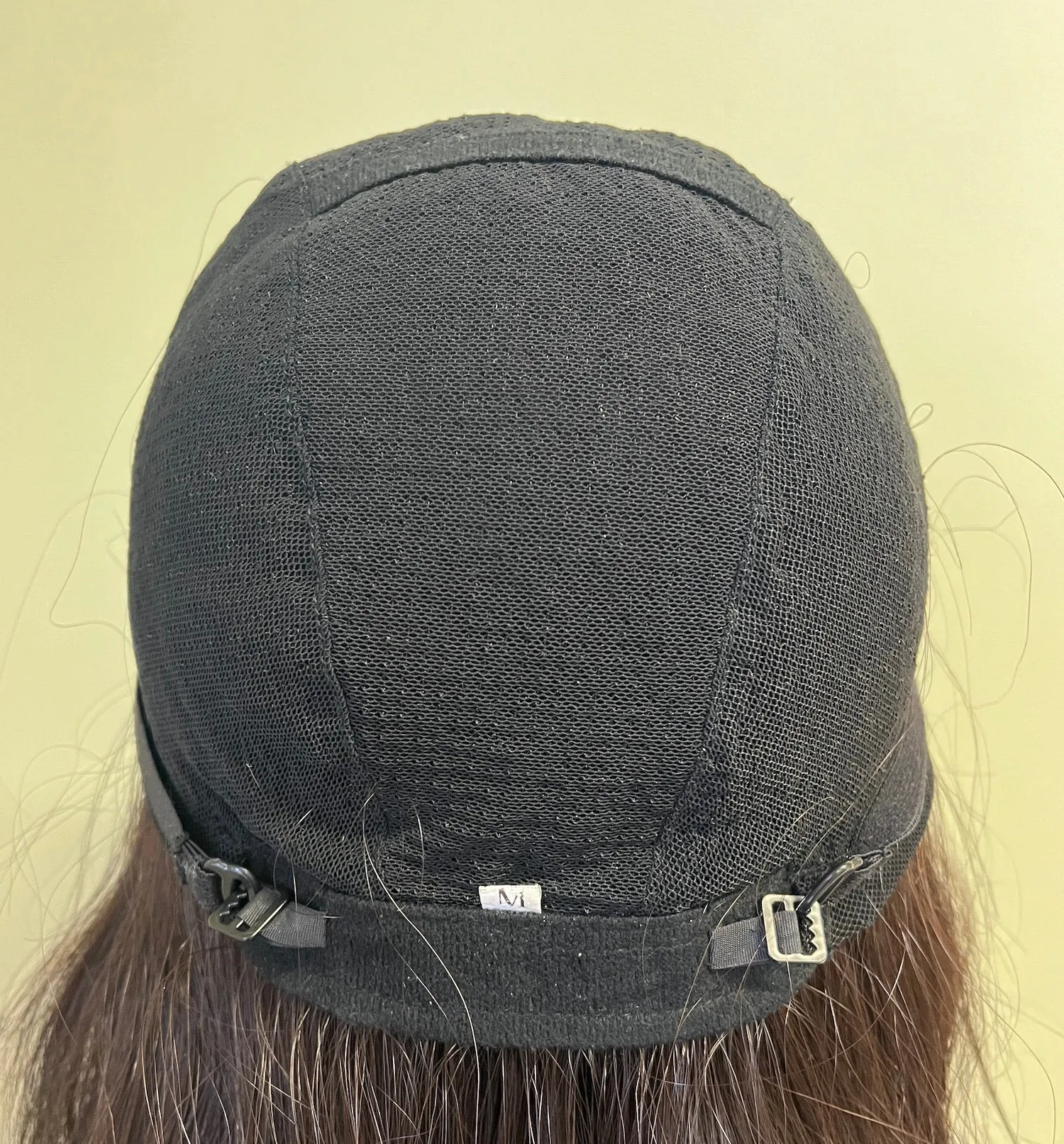 Preloved, Brand unknown, wig | Human hair | Darkest brown | XL cap 23.5" | 21" length