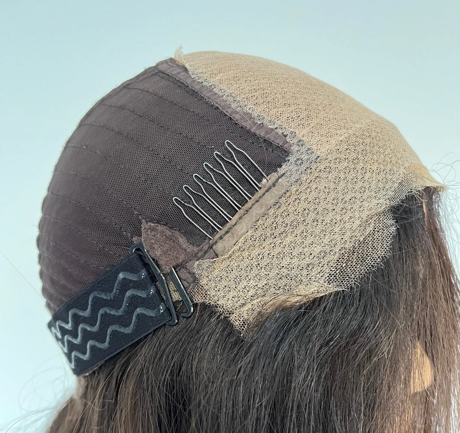 Preloved, Second Spring Wigs, Noe wig | Human hair | Black/darkest brown base with copper brown highlights | Small cap | 22" length