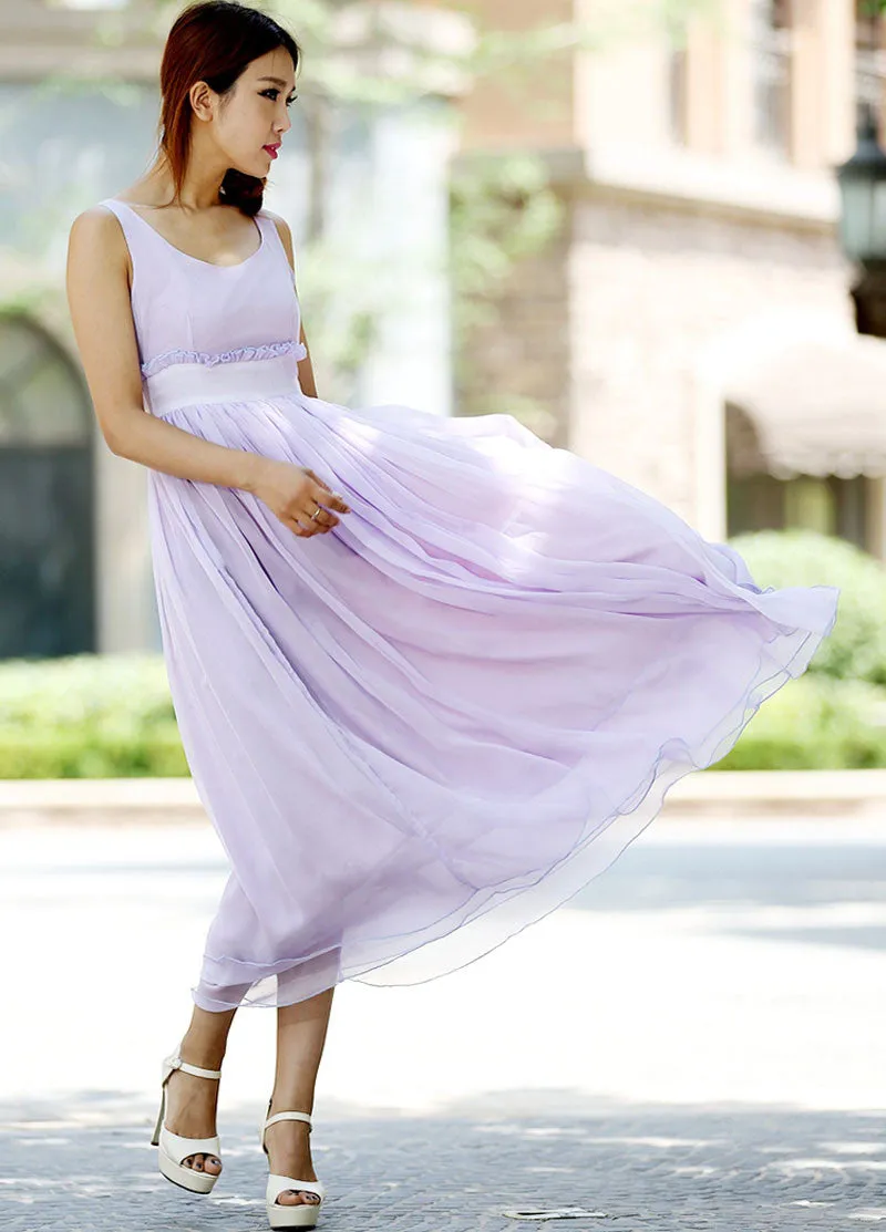 Prom dress maxi chiffon dress purple dress women dress wedding dress (1027)