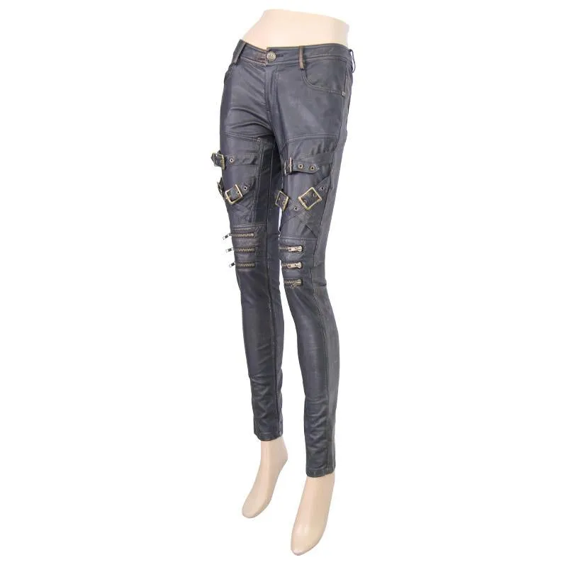 'Psalm Of Victory' Steampunk Slim Fit Leather Pants