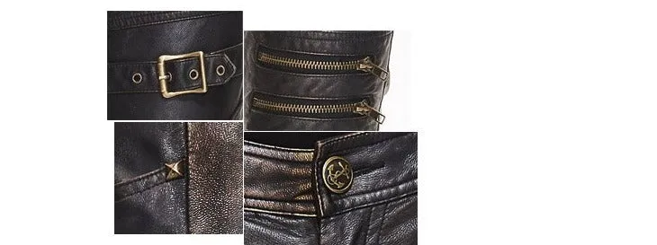 'Psalm Of Victory' Steampunk Slim Fit Leather Pants