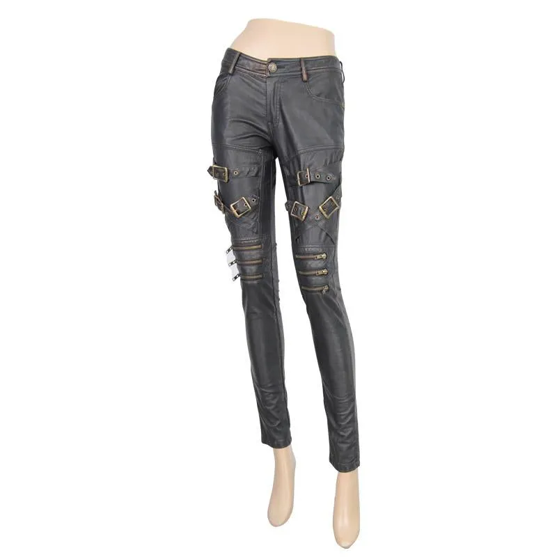 'Psalm Of Victory' Steampunk Slim Fit Leather Pants