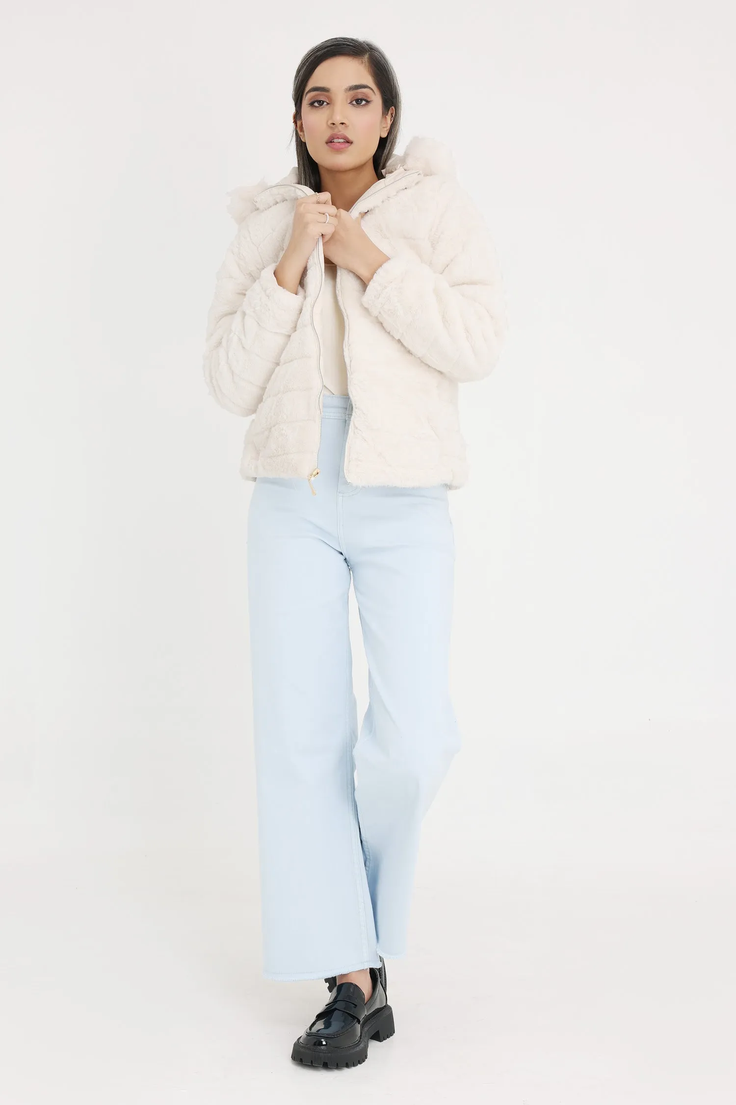 PUFFER HOODIE-WHITE