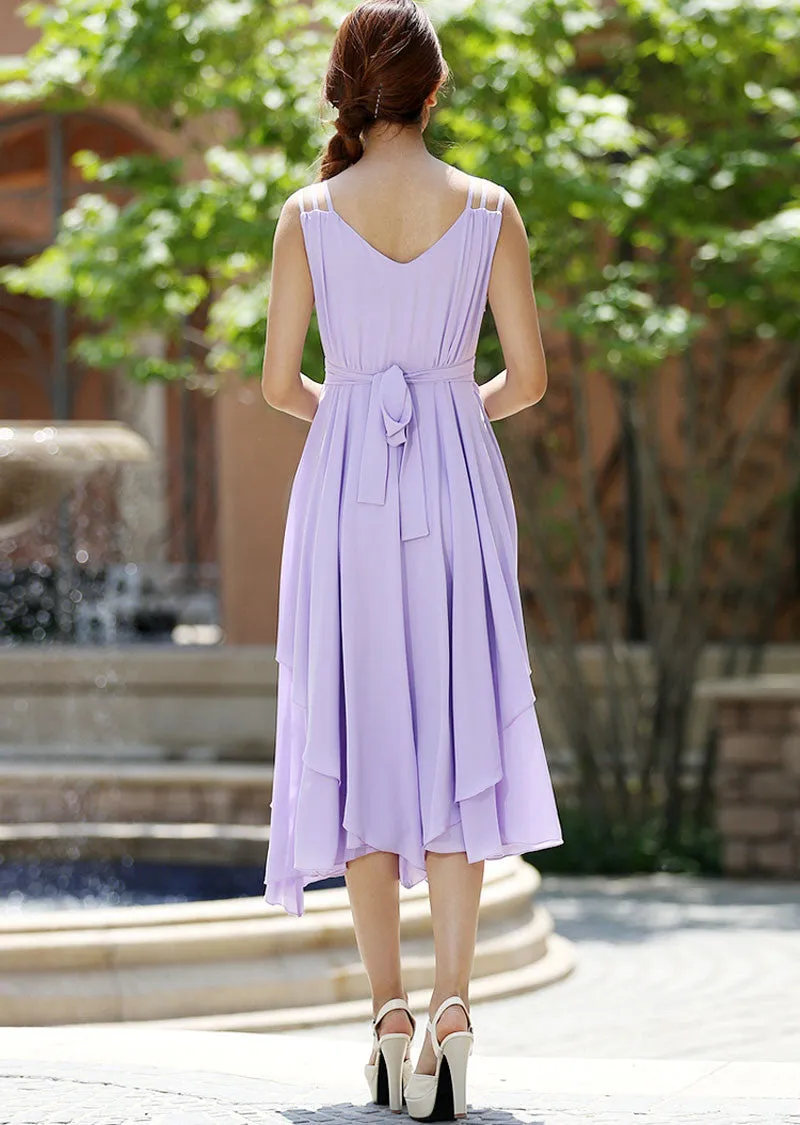 purple bridesmaid dress - women dress summer dresses chiffon dress -custom made (1003)