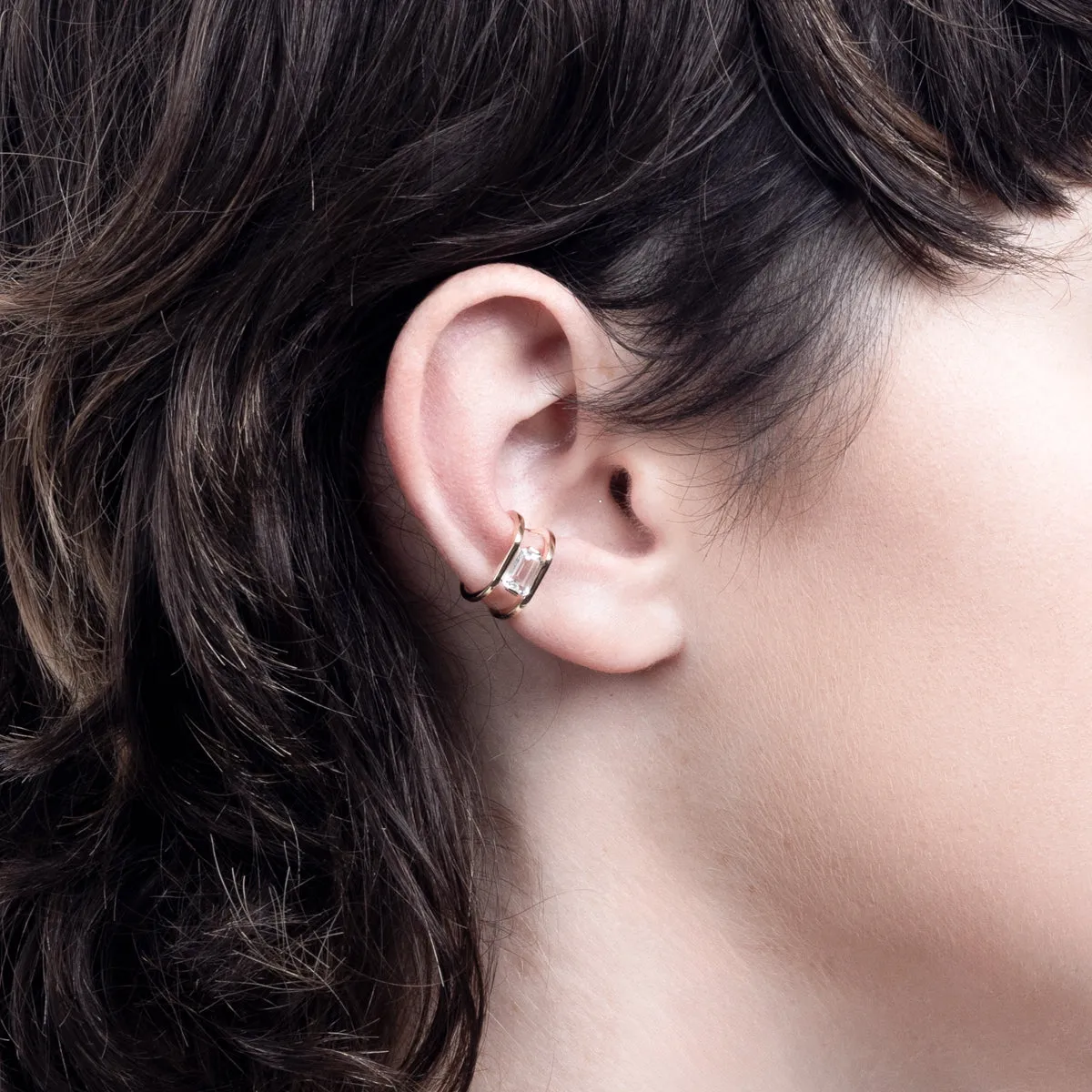 "Bird of Paradise" White Topaz Ear Cuff
