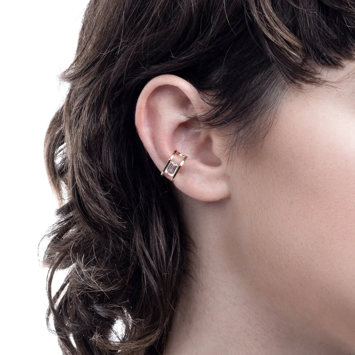 "Bird of Paradise" White Topaz Ear Cuff