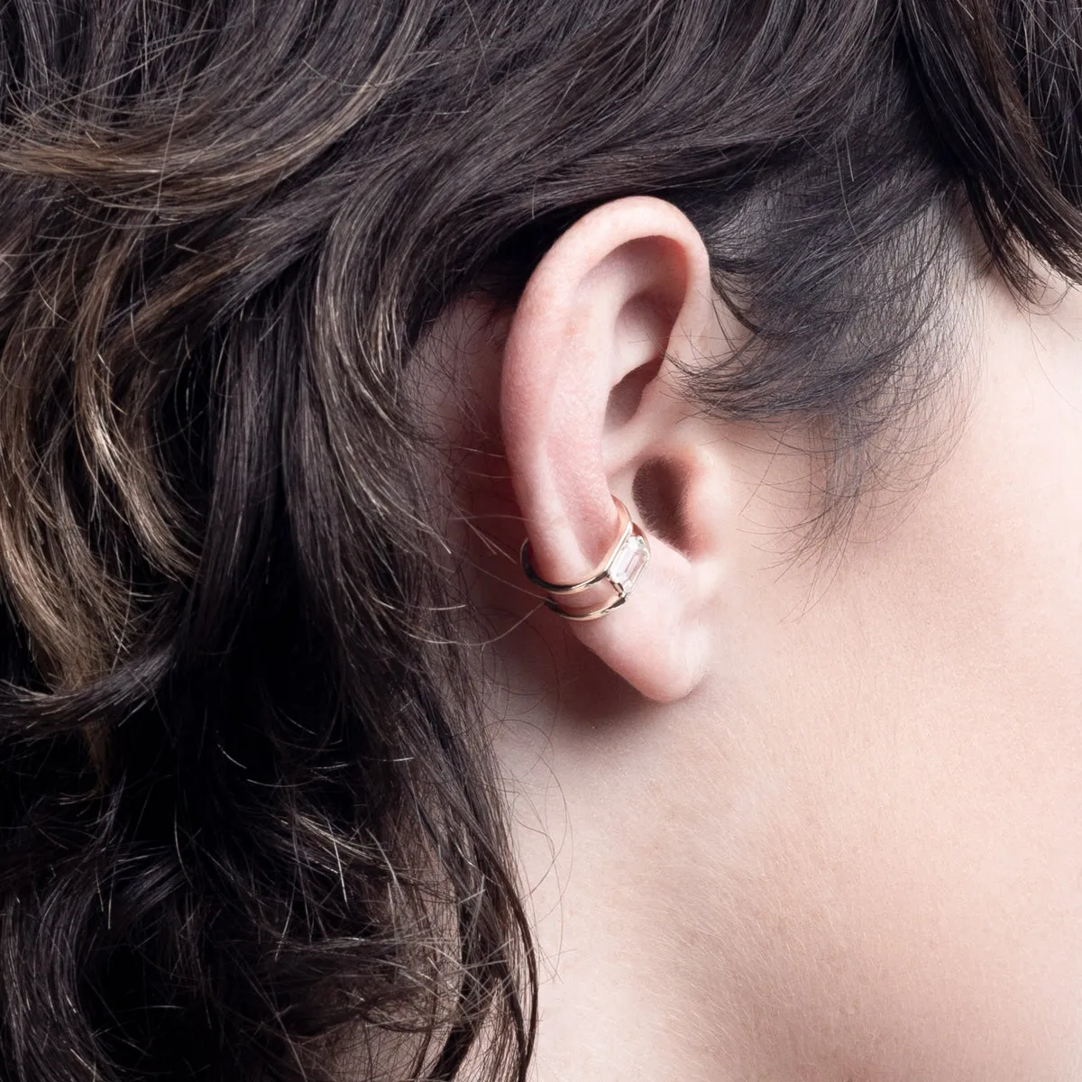 "Bird of Paradise" White Topaz Ear Cuff