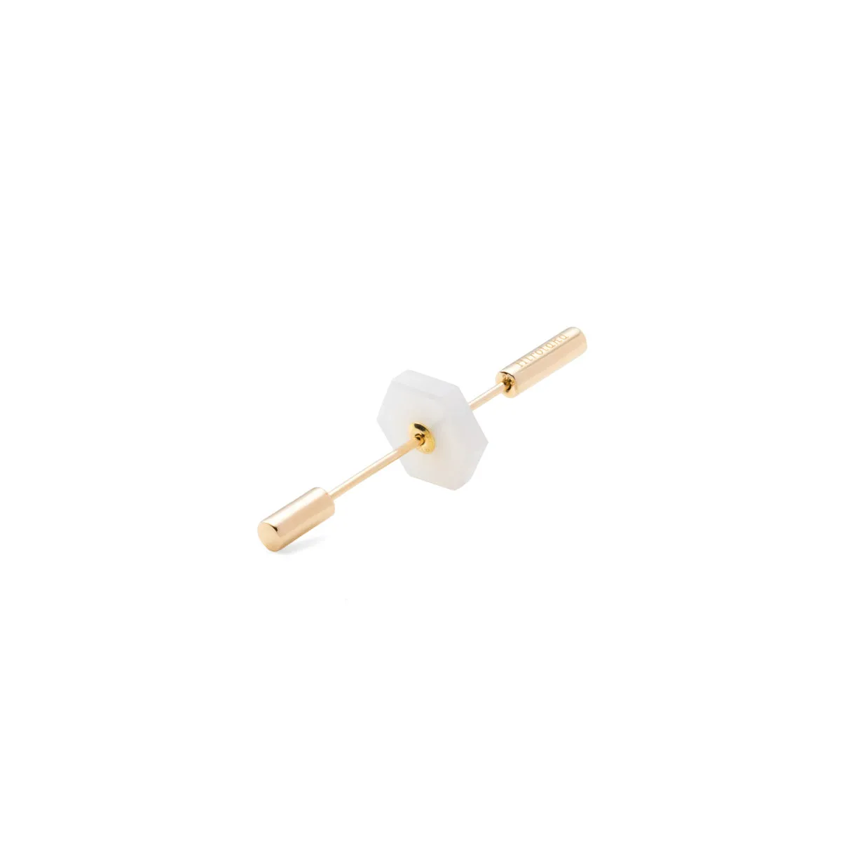 "Short Spear" Earring, White Agate