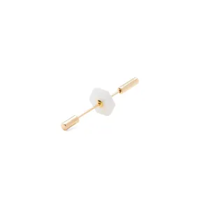 "Short Spear" Earring, White Agate