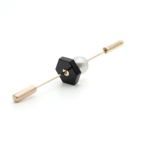 "Spear" Earring, Pearl & Onyx