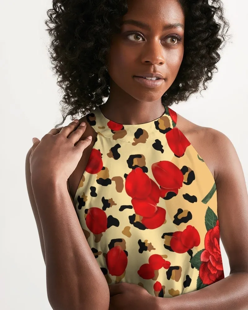 Red Roses Halter Dress