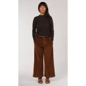 Rene Corduroy Cotton Wide Leg Pants - Tobacco