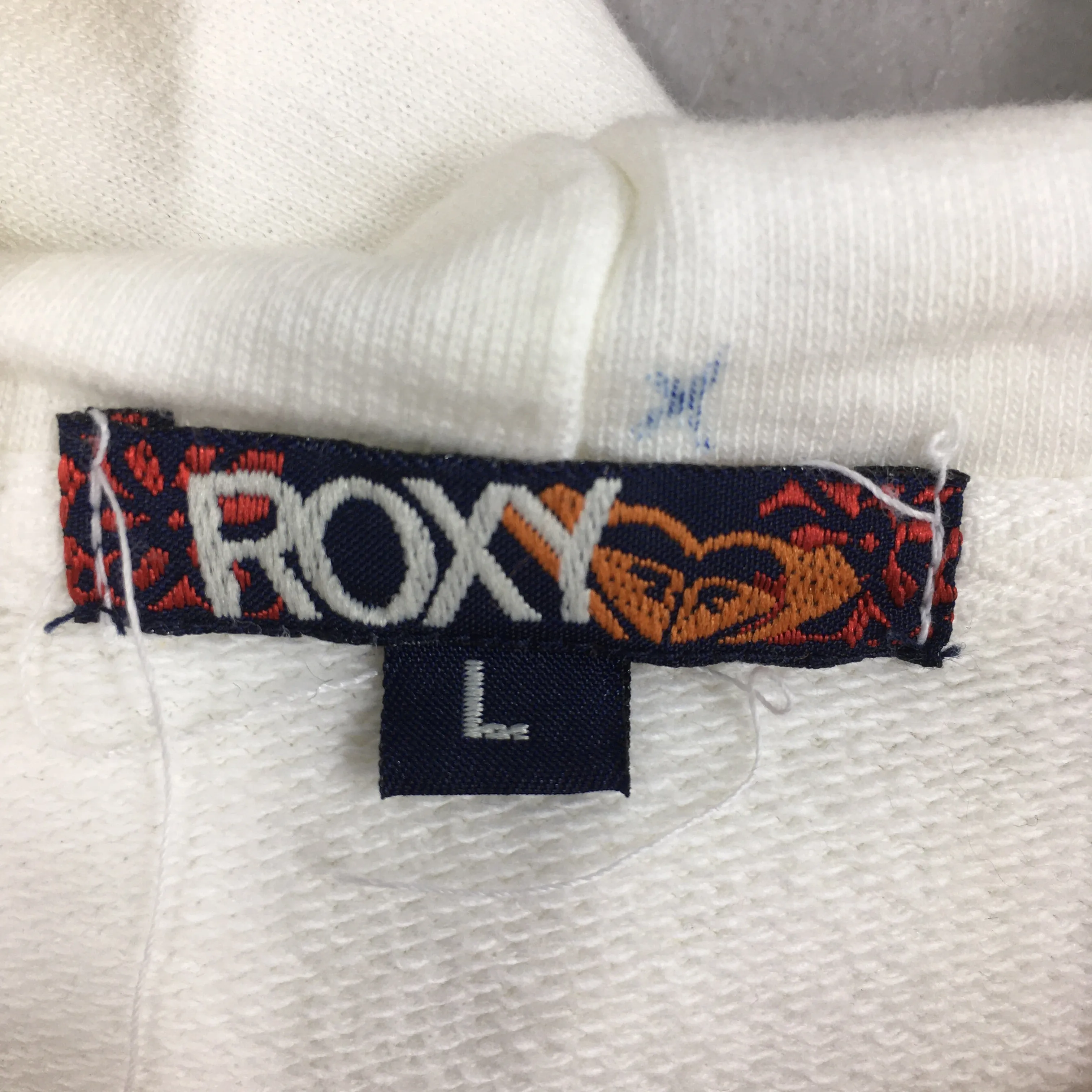 Roxy Surf White Hoodie Sweatshirt Large