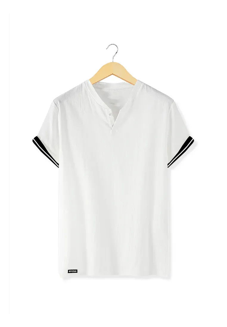 Ryusei Tshirt Hirayama Button White