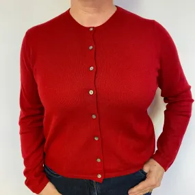 Scarlet Red Cashmere Crew Neck Cardigan Large