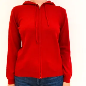 Scarlet Red Cashmere Zip Up Hoodie Medium