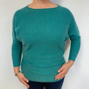 Sea Green Cashmere Crew Neck Jumper Large.