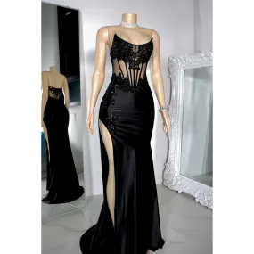 Sexy & Hot Scoop Sleeveless Applique Sheath Side Slit Evening Party Prom Dress
