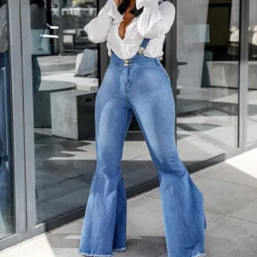 Sexy Flare High Waist Bodycon Denim Suspenders Pants