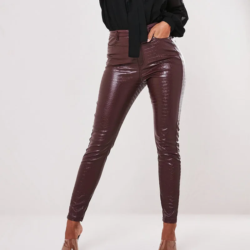 Sexy High Waist Leather Bodycon Skinny Pants