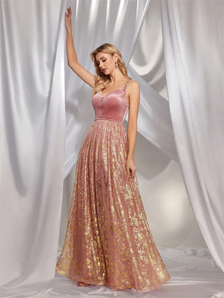 Sexy Pleated V-Neck Lace up Formal Dress