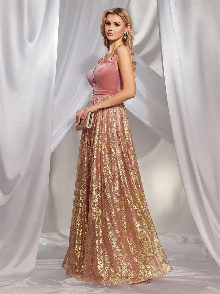 Sexy Pleated V-Neck Lace up Formal Dress