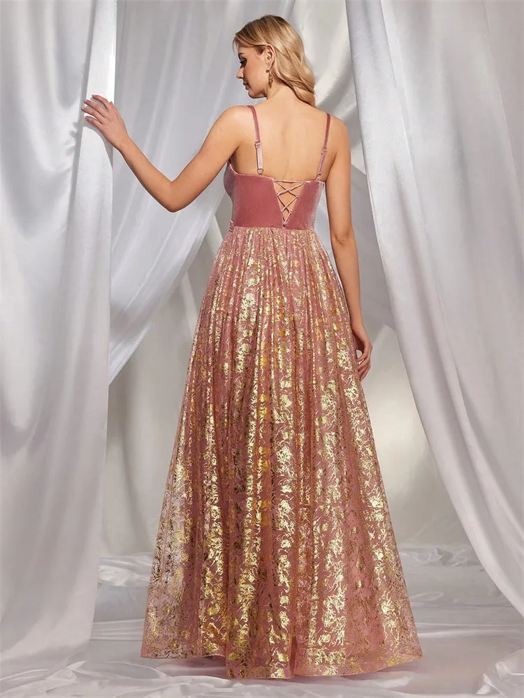 Sexy Pleated V-Neck Lace up Formal Dress
