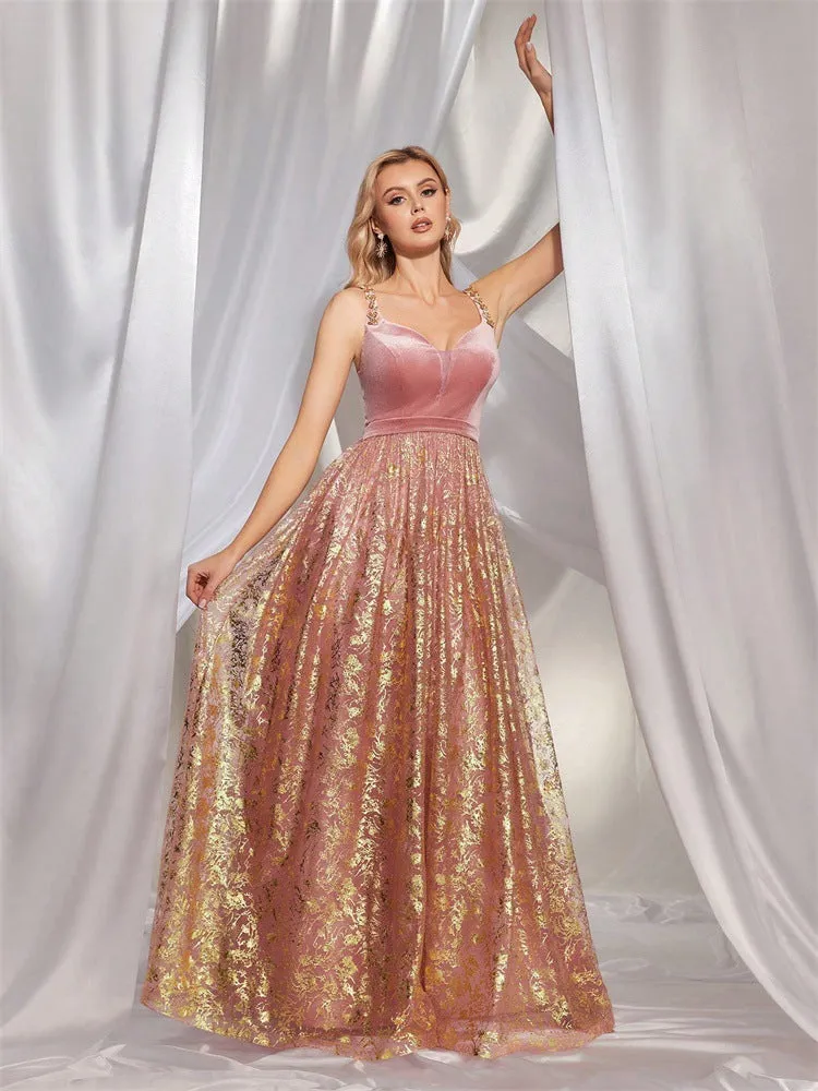 Sexy Pleated V-Neck Lace up Formal Dress