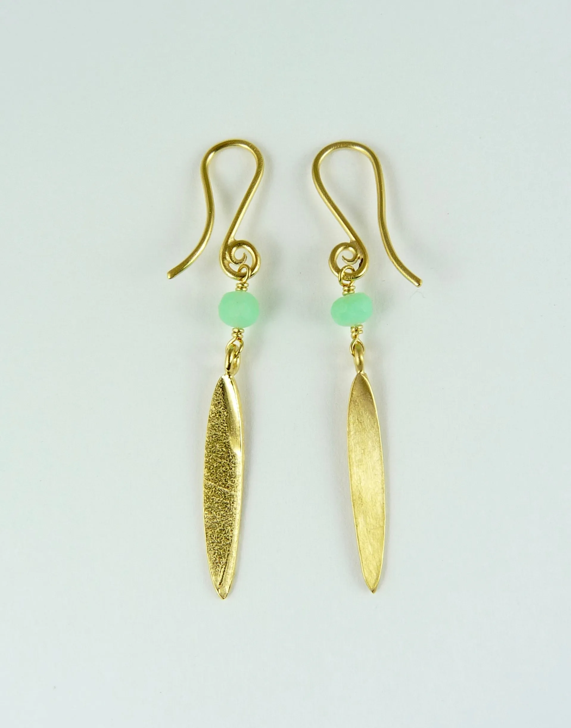 Small Lily Long Leaf Earrings with Gemstones