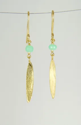 Small Lily Long Leaf Earrings with Gemstones
