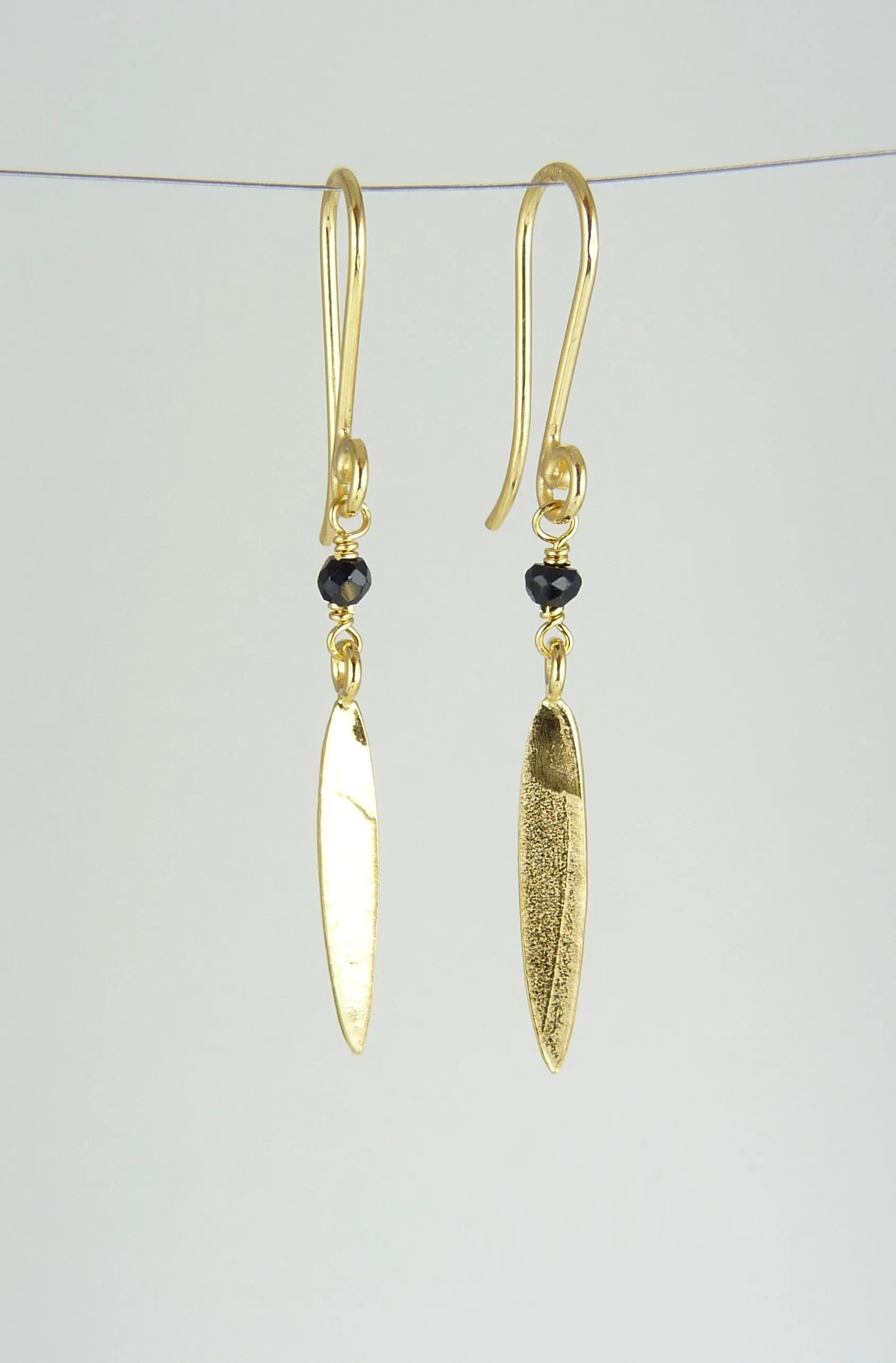 Small Lily Long Leaf Earrings with Gemstones
