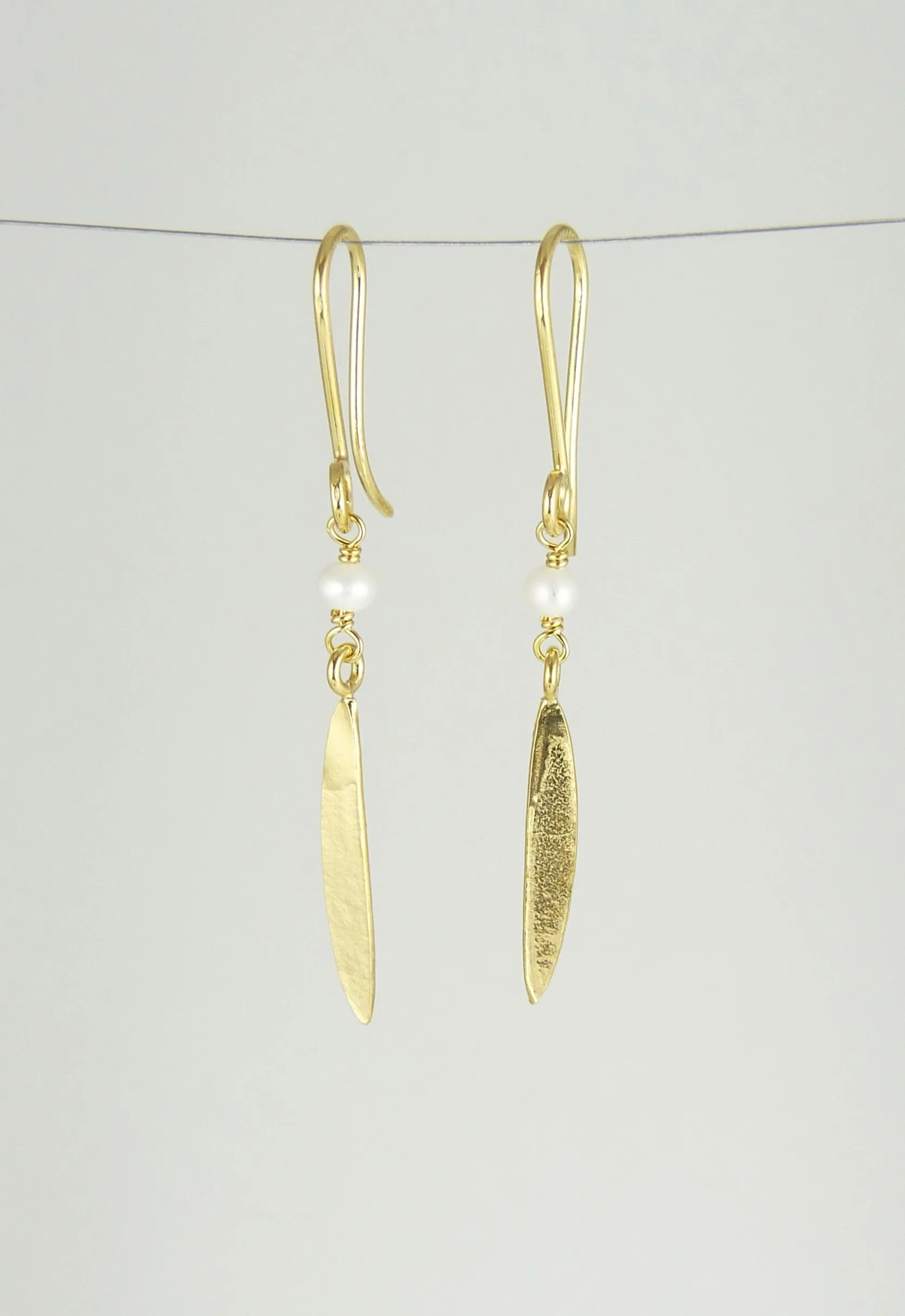 Small Lily Long Leaf Earrings with Gemstones