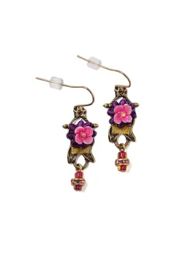 Small Pink Rose Drop Earrings