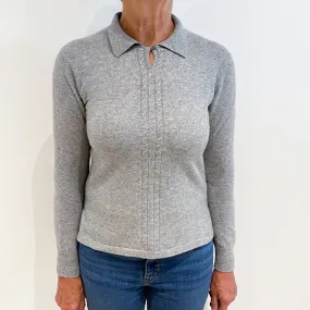 Smoke Grey Cashmere Collared Jumper Medium