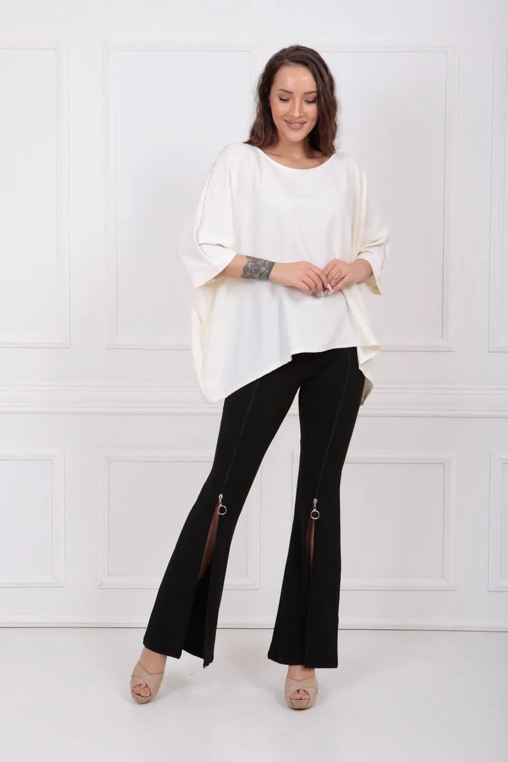 SNS Sense Black Belted Front Zip Scuba Crepe Pants Pnt33379 - Beavercreek