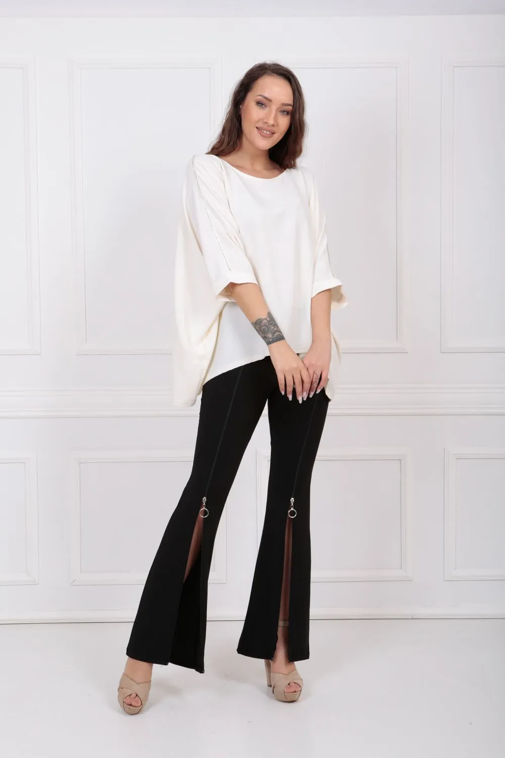 SNS Sense Black Belted Front Zip Scuba Crepe Pants Pnt33379 - Beavercreek