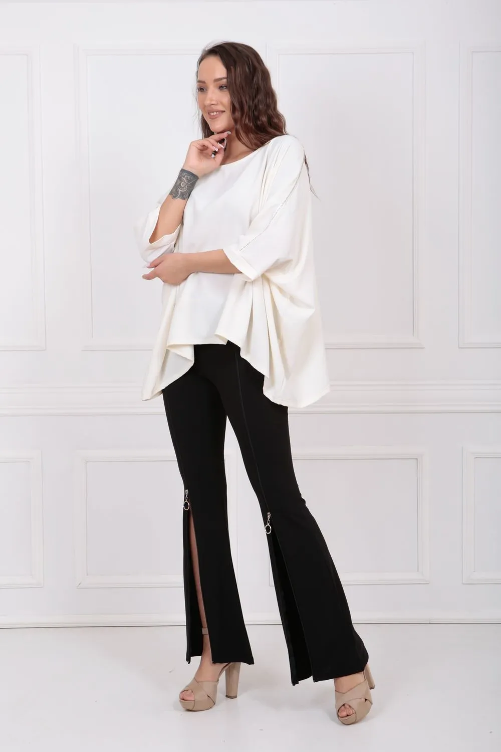 SNS Sense Black Belted Front Zip Scuba Crepe Pants Pnt33379 - Beavercreek