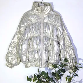 Soft gold padded metallic jacket with pockets (M)