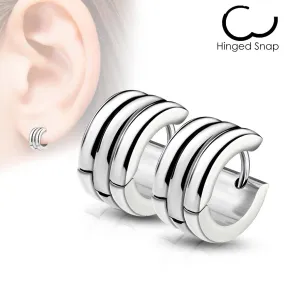 SS316L Triple Dome Hoop/Huggie Earrings (1 pair) - M314