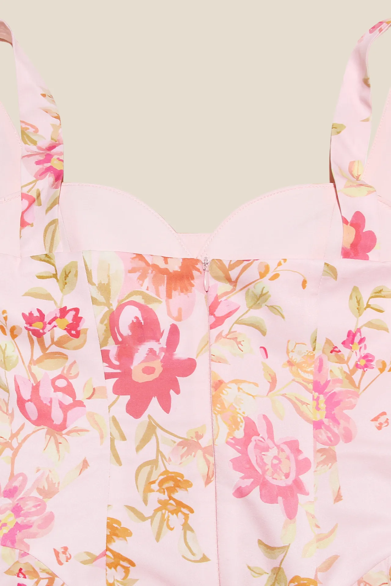 Straps Floral Print A-line Short Dress