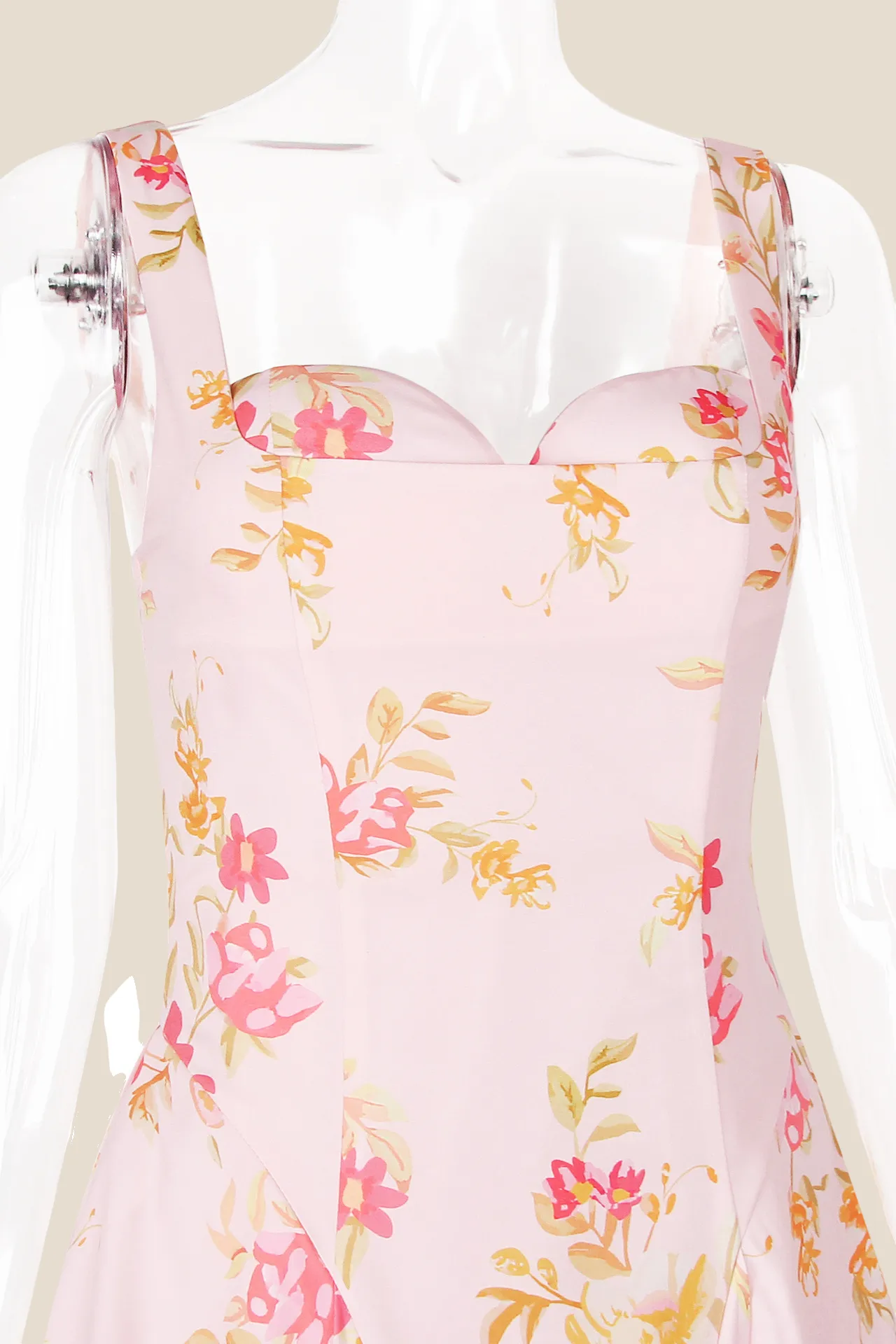 Straps Floral Print A-line Short Dress