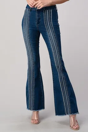 STRIPED PATCH FLARE JEAN