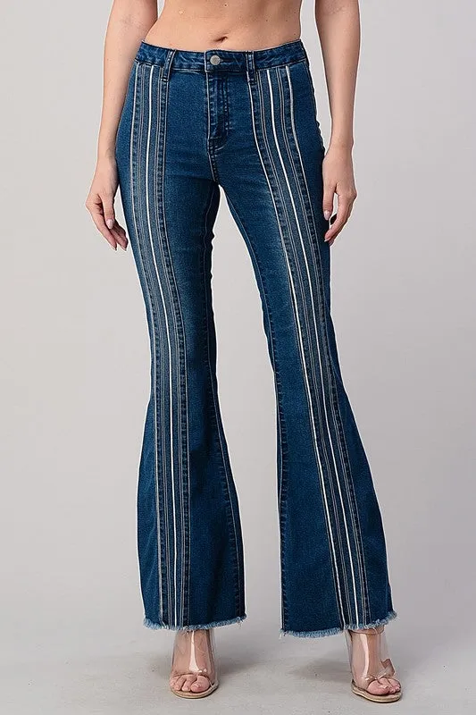 STRIPED PATCH FLARE JEAN