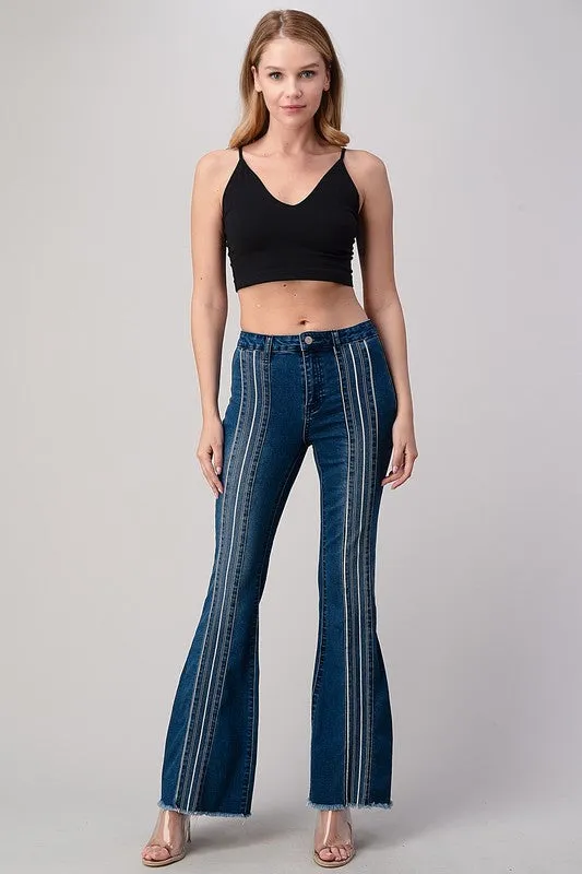 STRIPED PATCH FLARE JEAN