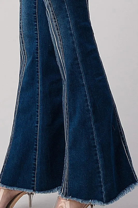 STRIPED PATCH FLARE JEAN