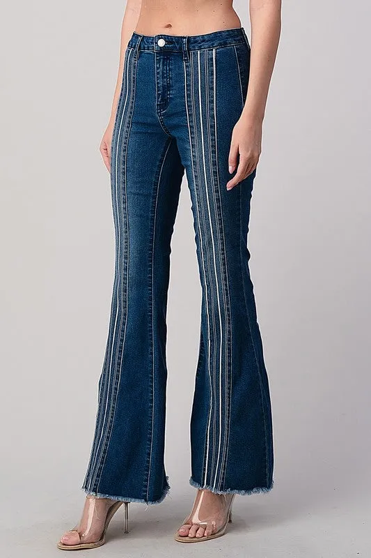 STRIPED PATCH FLARE JEAN
