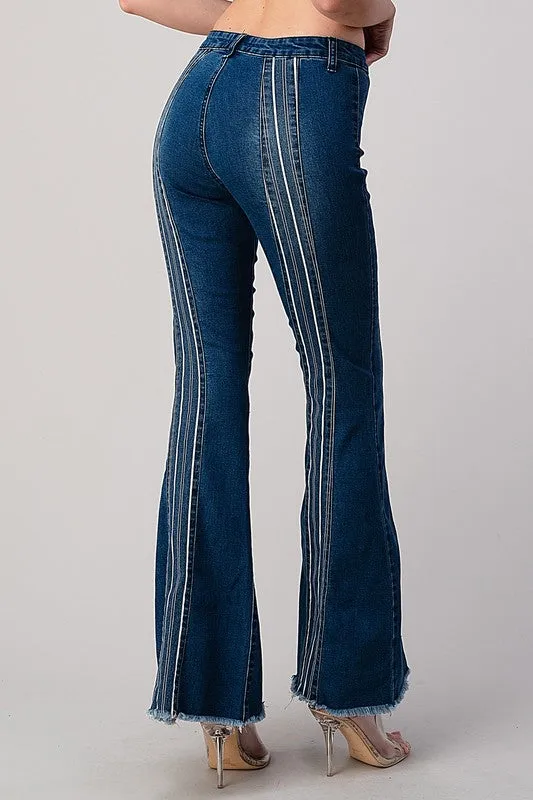 STRIPED PATCH FLARE JEAN