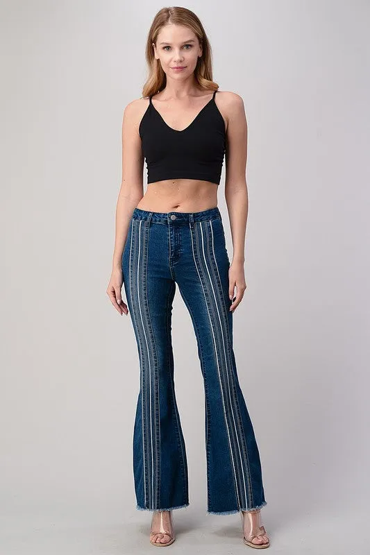 STRIPED PATCH FLARE JEAN