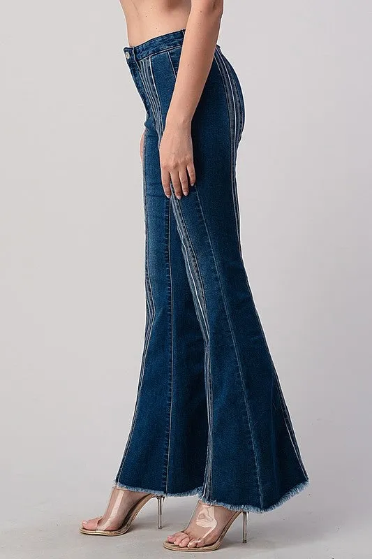 STRIPED PATCH FLARE JEAN