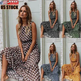 Summer Polka Dot Maxi Dress